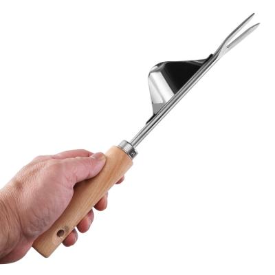 China Wholesale YQ Stainless Steel Handle Gardening Tools Stainless Steel Garden Manual Wooden Weeder for sale