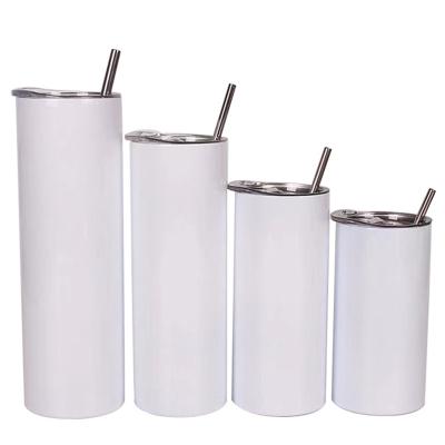 China 30 oz sublimation stainless steel travel viable straight skinny tumblers with straws and metal lids for party favors for sale