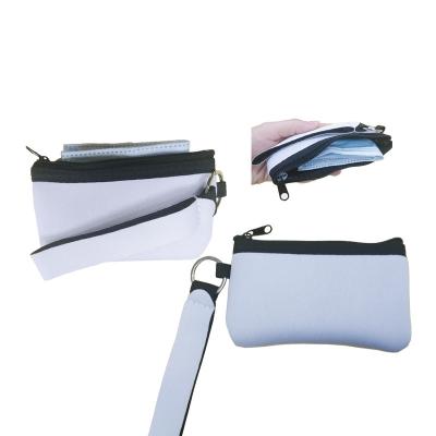 China Fashion White Neoprene Custom Sublimation ID Card Handbag With Lanyard for sale