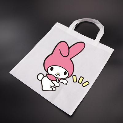 China 38x40cm White Handled Sublimation Blanks Nonwoven Shopping Bags Tote For Advertising /Gifts for sale