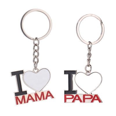 China DADDY Keychain Sublimation Keychain Blanks Custom Metal LOVE DADDY Keychain for Father's Day for sale