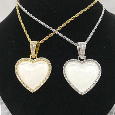 China Newest Style Fashion Sublimation HipHop Heart Shape Romantic Necklace Custom Photo Jewelry for sale