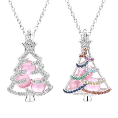 China TRENDY Original Design 925 Sterling Silver Openable Scented Christmas Tree Necklace Pendant Jewelry For Christmas Gift Engagement for sale