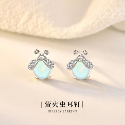 China Cute Original Design Fashion 925 Sterling Silver Aurora Fluoresce Light Firefly Earring Jewelry For Women Present Gift Engagement for sale