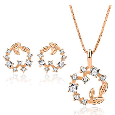 China CLASSIC Original Design Fashion 925 Sterling Silver Flower Garland Necklace Earring Jewelry Sets Women Christmas Valentine's Day Gift for sale