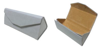 China Triangular Folding Eyeglass Case Grey Recycle Kraft Paper Triangle Spectacle Case Box for sale