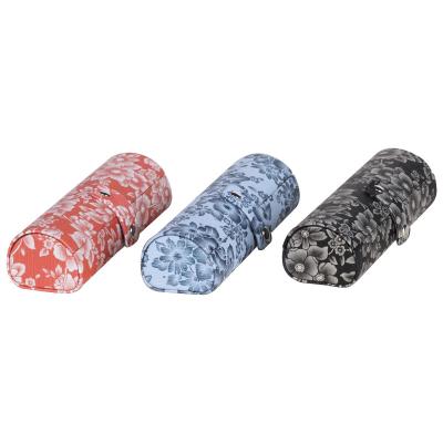 China Colorful Flower Hard Eyeglass Case PU Leather Cylindrical Reading Glasses Case for sale