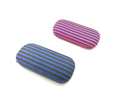 China Stripe Mircofiber Cloth Hard Eyeglass Case Iron Hard Sided Eyeglass Case for sale