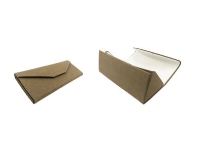 China Recycle Kraft Paper Triangle Folding Eyeglass Case Sunglasses Case Box for sale