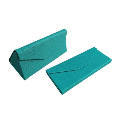 China Blue Magnet Closure Folding Triangle Eyeglasses Case Sunglasses Packaging Box for sale