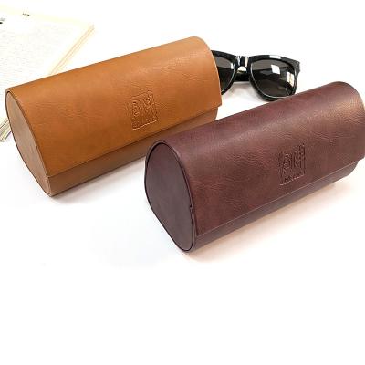 China Custom Big Size Retro Leather Hard Sunglasses Case Protector Holder Box for sale