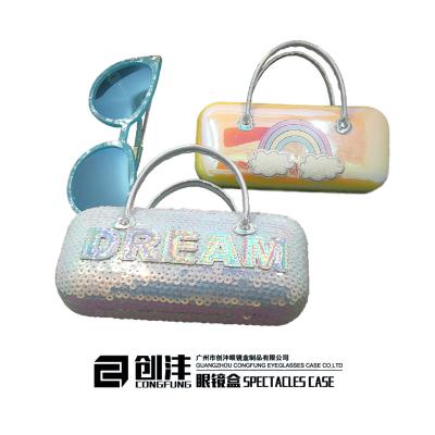 China New Design Shell Hard Handle Sunglasses Case PU Metal Eyeglass Case for sale