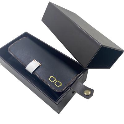 China Hard cardboard Custom PU box , PU drawer eyeglasses box for sale