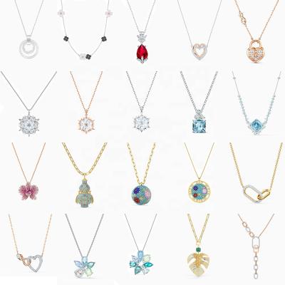 China New CLASSIC Squash Eye Clasp Oval Snowflake Necklace SWA Accessories Fashion Crystal Feminine Trend Romance Jewelry Gift for sale