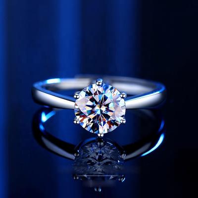 China CLASSIC One Carat S925 Sterling Silver High Quality Simulation Moissanite Diamond Ring Wedding Women Ring Luxury Jewelry for sale