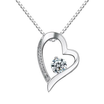 China CLASSIC one-carat S925 moissanite diamond high quality sterling silver women's heart-shaped clavicle chain jewelry for sale