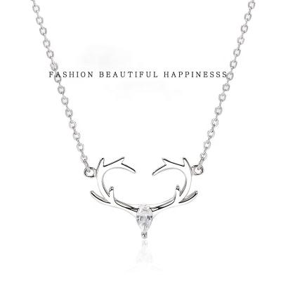 China CLASSIC S925 Sterling Silver High Quality Original Sterling Silver Love Antler Necklace Clavicle Chain Jewelry Christmas Gift for sale