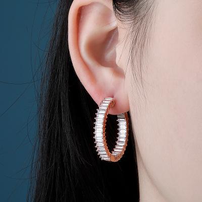 China Ready To Ship High Quality Big Circle Earrings Iced Out AAAAA CZ Round Earrings Hip Hop Fashion Jewelry Gift For Women And Men Jewelry for sale