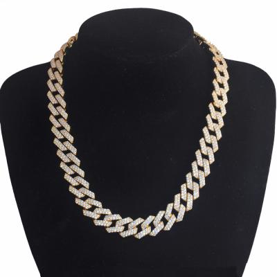 China Wholesale Hot Fast Delivery OB Hiphop Iced Out CZ Jewelry With 18k Gold Plated 14mm Miami Cuban Link Chains Necklaces For Men HIPHOP JEWELRY for sale