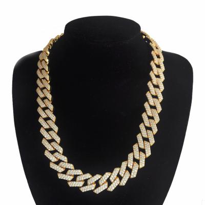 China Fast Delivery OB Brand Full Pave CZ Diamonds Flash High Quality Bling Hip Hop Jewelry Iced Out Cuban Link Chain Necklace For Trendy Jewelry for sale