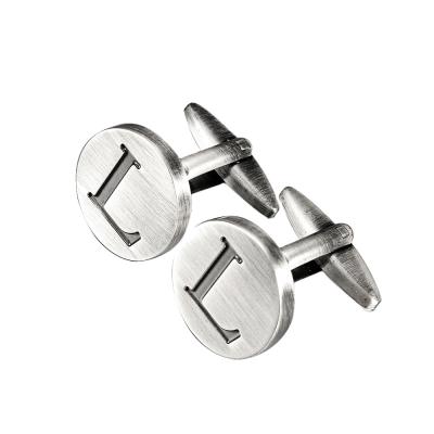 China Fast Delivery/In Stock Factory Directly Sell Copper Men's Jewelry Silver Color Letter Cuff Links Wedding Groomsman for sale