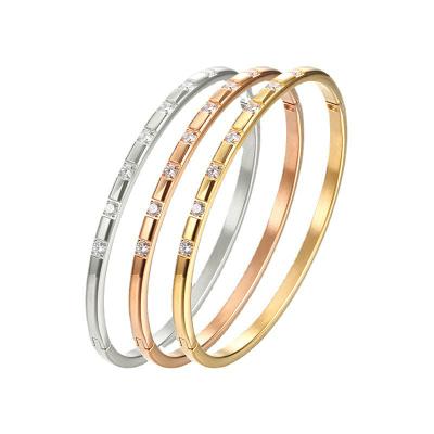 China Wholesale Jewelry Rose Gold Ladies Jewelry Bangle Factory Retail Modern Stainless Steel Color Bangle CLASSIC for sale