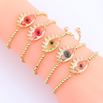 China Clear Diamond Eyelash Turkish Eye Zircon Evil Eye Slider Free Sale Bangle Lead Free Nickel CZ Bracelet Best for sale