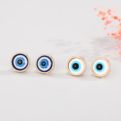 China New Fashion Blue Eye Enamel Nickel Oil Lead Free Turkish Stud Earrings Drip Blue Evil Eyes Stud Earrings For Women Girls for sale