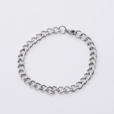 China Lead Free Nickel Free Hip Hops Fashion Chain Bracelet Silver Plated Thick Punk Stainless Steel Cuban Chain Bracelet for sale