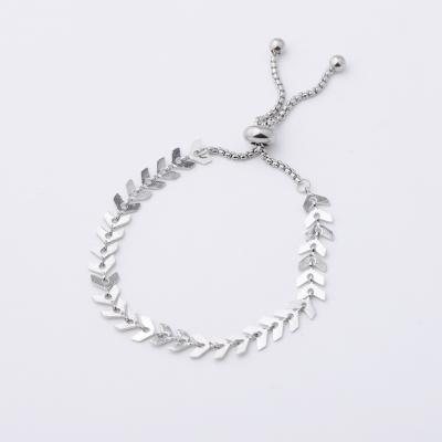 China Korean Style Arrow Link Chain Bracelet Silver Plated Fishbone Stainless Steel Slider Chain Bracelet Nickel Free Lead Free for sale