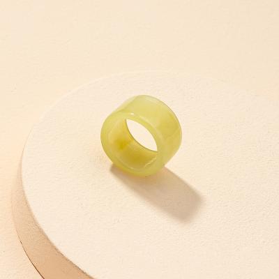 China Hot Selling European Geometric Acrylic Ring Yellow Resin Finger Ring Lead Free Nickel Free For Women Girls for sale