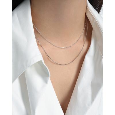 China Lead Free 0.8mm Nickel Free 0.8mm Classic Simple Thin Box Chain Necklace 925 Sterling Silver Box Chain Necklace For Women for sale