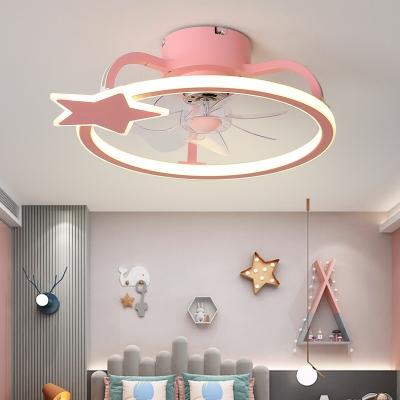 China 2- Contemporary 5 Blades Integrated LED Ceiling Fan for Children's Bedrooms Living Room ABS AC for sale