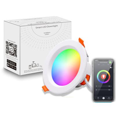 China Living Room Downlight with White Shade Tuya Bluetooth Smart RGBCW Full-color Dimming for sale