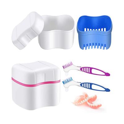 China OEM Plastic Dental Storage Bath Retainer Cleaning Case Assorted Wholesale Plastic Brushes Denture Box for sale