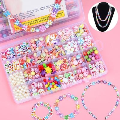 China DIY Toys DIY Toy Creative Loose Spacer Beads Handmade Beaded Kids Opens Making Jewelry Kit Girl Toy Gift Bracelet Necklace for sale