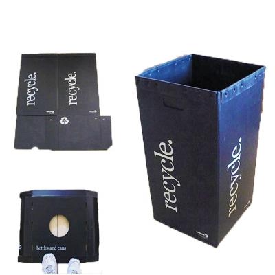 China PP Advertising Corrugated Plastic Recycling Bins Folding Correx Dust Bin for sale