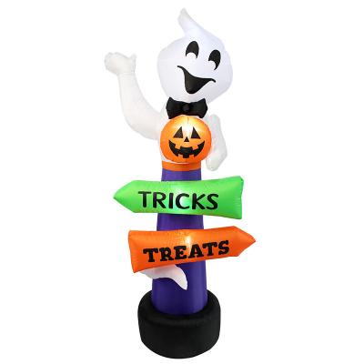 China Inflatable Outdoor Halloween 100% Polyester Spot Merchandise Led Light Street Sign Ghost Decorations for sale