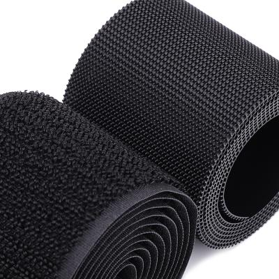 China Pair Workable Supper Tie Tape Black White Black Hook And Loop Tape Hook And Loop Tape DIY Adhesive Cable Ties Opens Sewing Accessory 20-100mm for sale