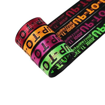 China Custom High Tenacity New English Alphabet Jacquard Webbing Bags Handbags Clothing Nylon Jacquard Webbing Strap Custom Jacquard Webbing for sale