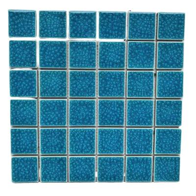 China 300x300 Parquet Bathroom Wall Floor Mosaic Blue Ceramic Glazed Square Pool Mosaic Mosaic Slab for sale