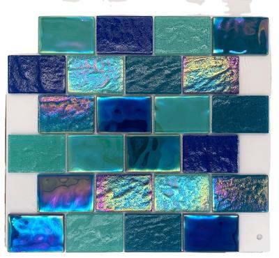 China Blue Parquet Swimming Pool Mosaics Mosaic Wall Slab Swimming Pool Tile for sale