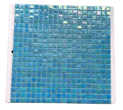 China European Classic Retro Parquet Style Dark Green Glass Iridescent Mosaic Slabs Glaze Jade Mosaics for sale