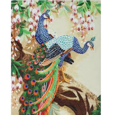 China Parquet Best Selling Italian Luxury Peacock Mosaic Pattern Hand Cut Art Ice Jade Glass Mosaic Tiles Slab For Living Room Wall Decor for sale