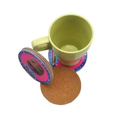 China Sustainable Factory Manufacture MDF Cork Coaster / Cartoon Design Eco - Friendly Round MDF Cork Coaster for sale