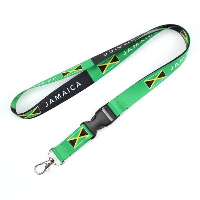 China Amazon Promotional Reversible Jamaica Flag Lanyard Lanyard Amazon Gifts Key Chain No Min Order for sale