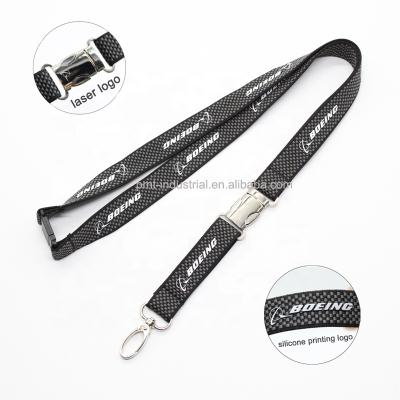 China Custom Promotional Gifts Boeing Carbon Lanyard , Silicone Printing Lanyard With Metal Buckle for sale