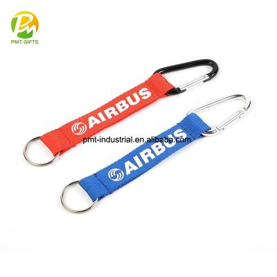 China Aviation Gifts/Stuff Gifts/Christmas/Friendship Embroidered Woven Climbing Key Chain Hook Short Snap Strap Rope Carabiner for sale