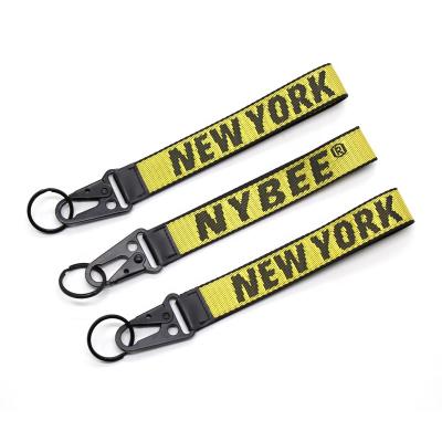 China Promotional Custom Logo Wristband Gifts NYBEE Key Chain, Yellow Black Wrist Lanyard Key Chain for Keys and Wallets for sale