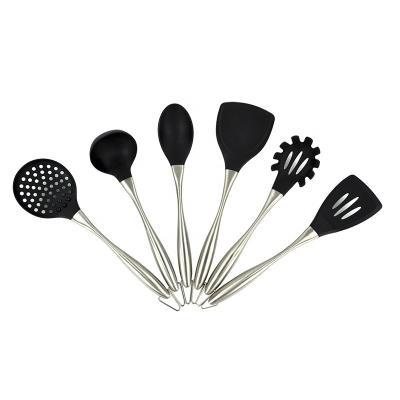 China Sustainable Boutique Design 6pieces Silicone Cookware Set With 304 Stainless Steel Handle Kitchen Cooking Tool for sale